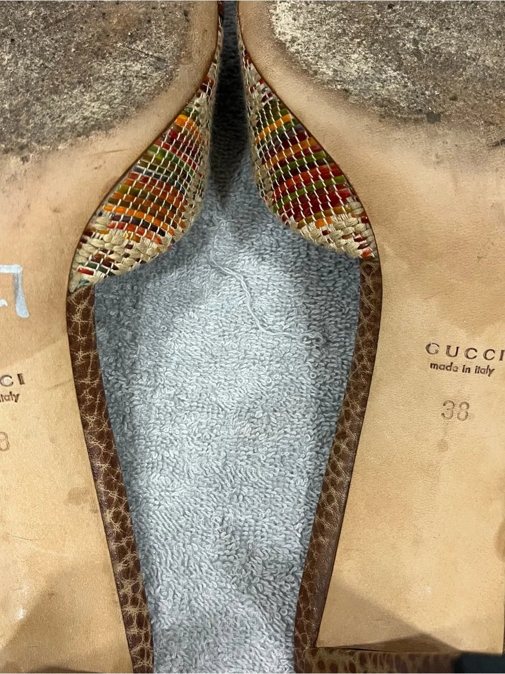 Gucci Multicolor Raffia Bamboo Horsebit Mules size 38 - Picture 7 of 11